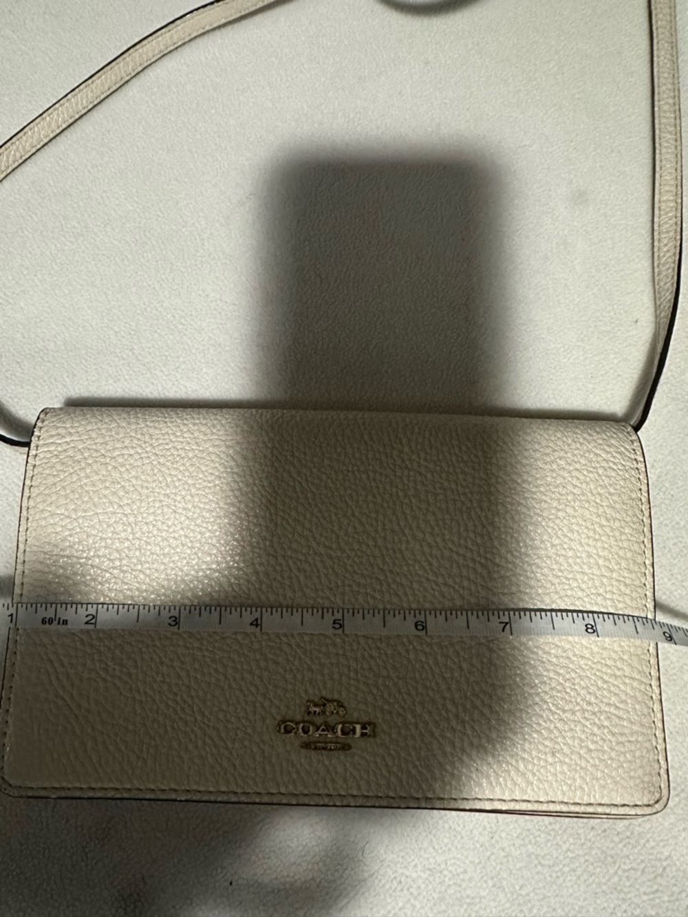 Coach Chalk Pebbled Leather Crossbody with Gold Logo - Picture 9 of 9